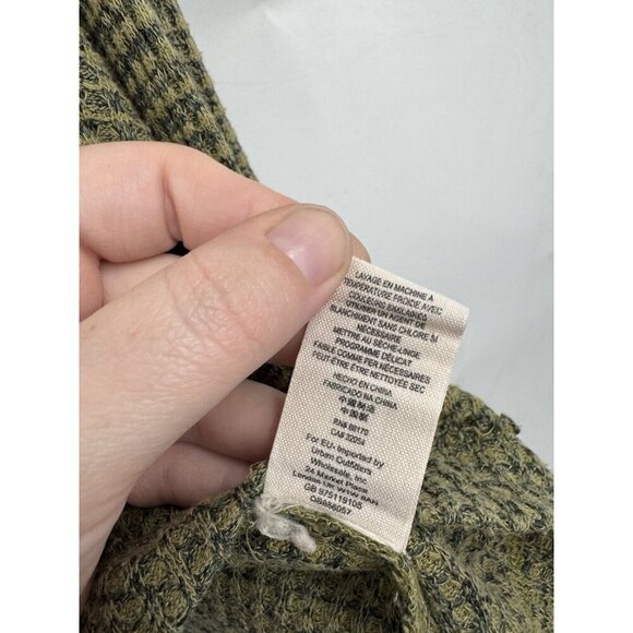 Free People Waffle Knit Cropped Top Women Small Green Oversized Lagenlook Boho - Picture 6 of 12